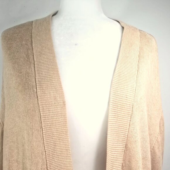 Worthington XLT Long Sleeve Ribbed Knit Open Front Cardigan in Camel Tan Brown - Picture 10 of 12